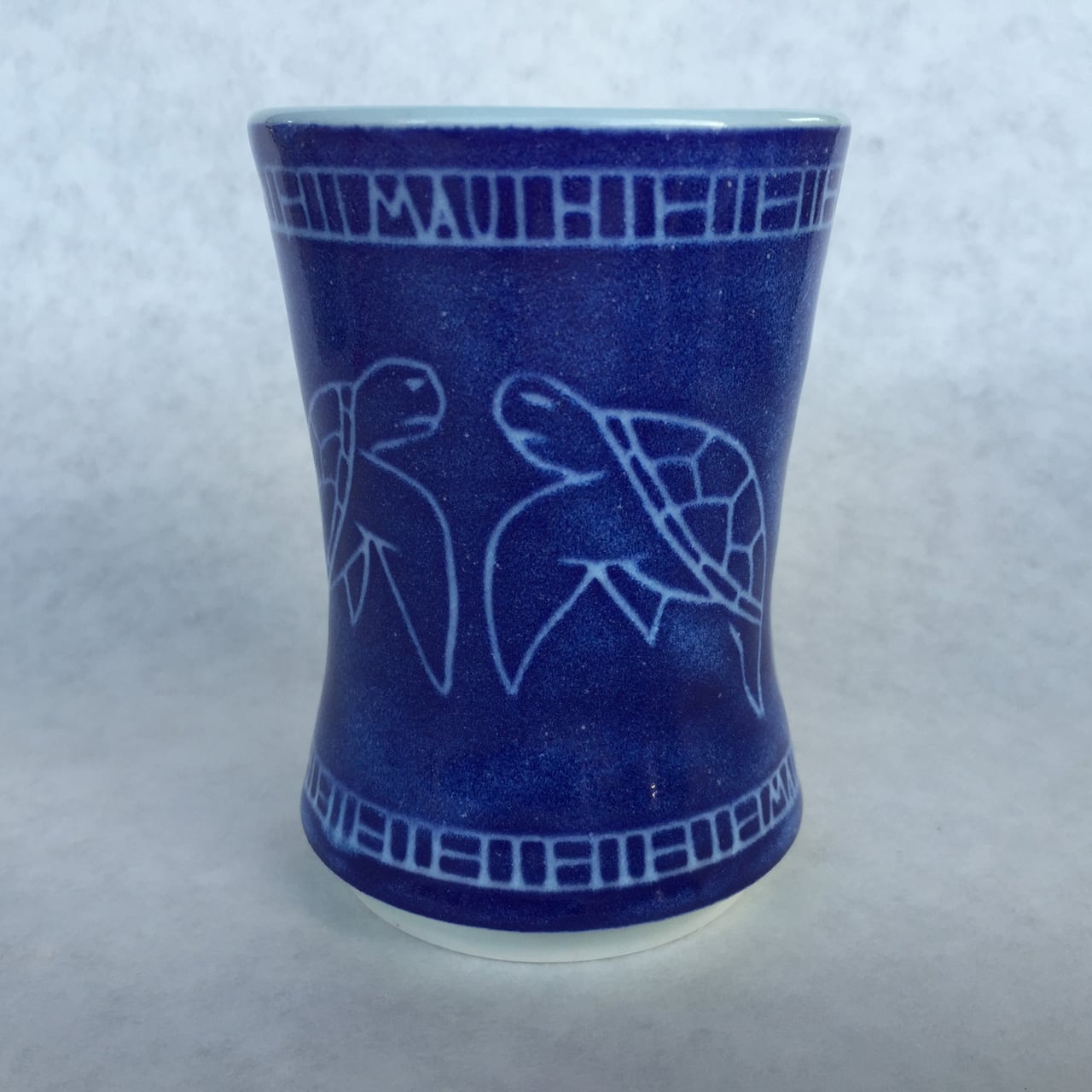 Royal Blue Honu Ceramic Cup by Curt Stevens