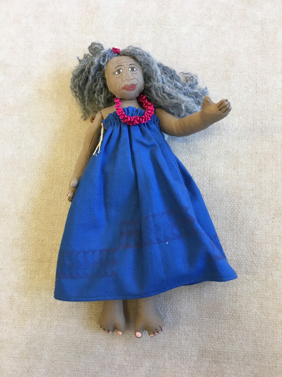 Hula Doll Large Blue Kupuna by Charlene Asato