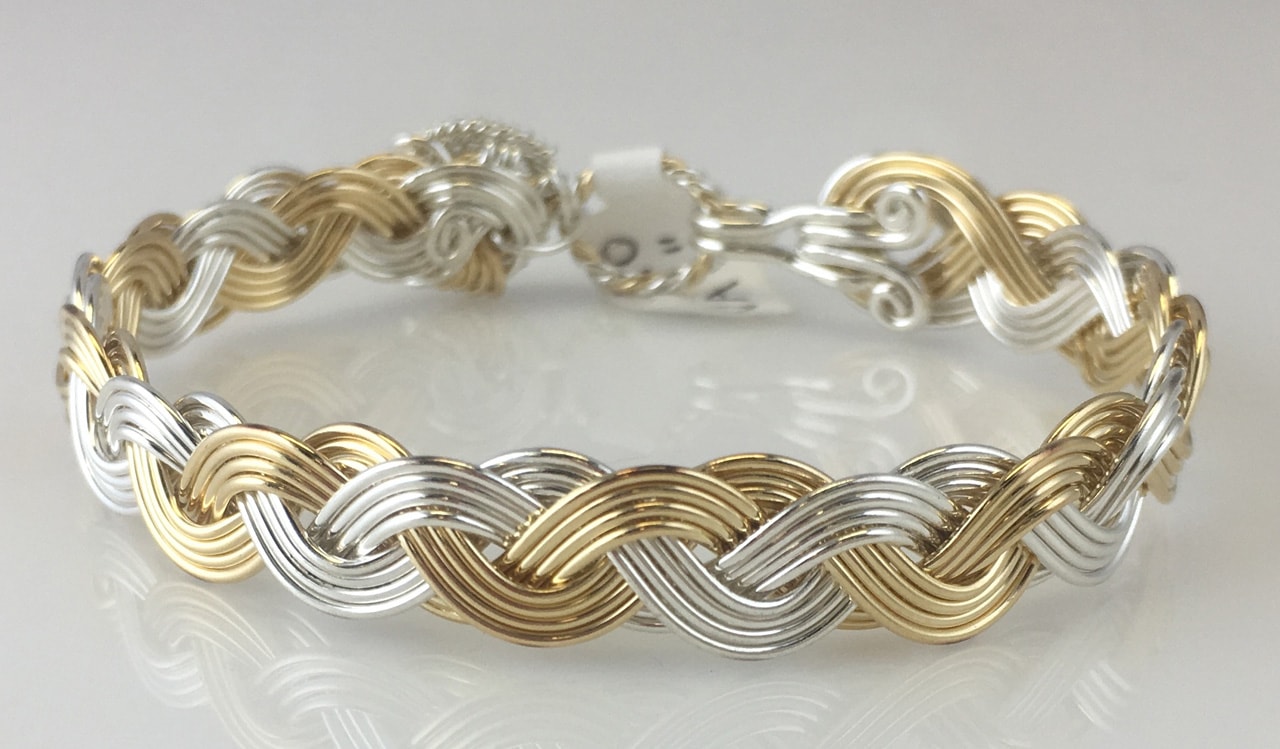 Wave Classic Weave Bracelet in gold fill and sterling silverby Varsha Titus