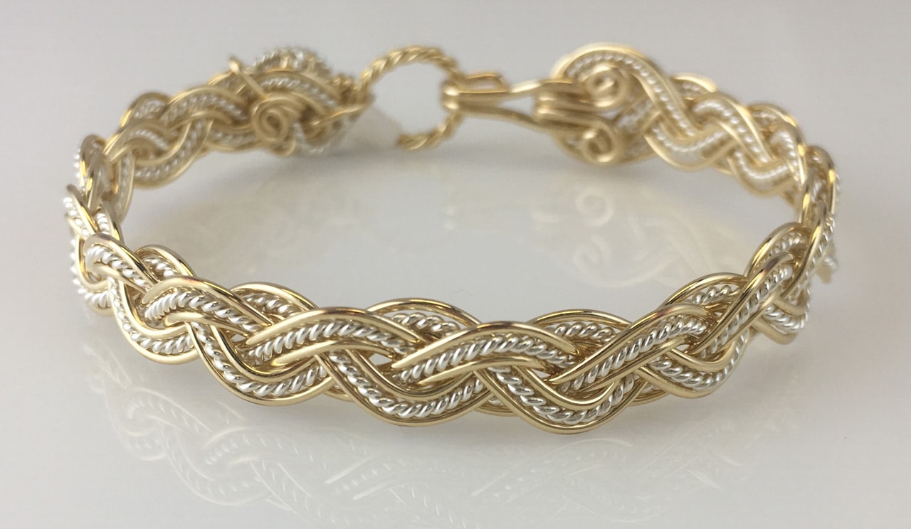 Wave Tapestry Weave Bracelet in gold fill and sterling sliverby Varsha Titus