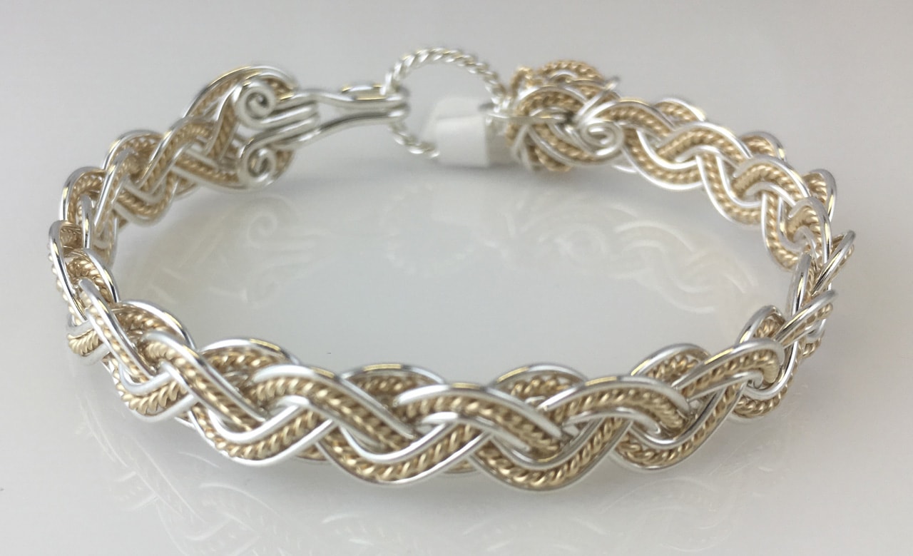 Wave Tapestry Weave Bracelet in sterling silver and gold by Varsha Titus