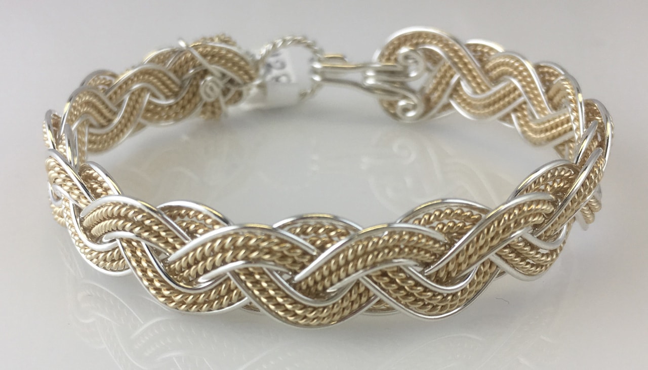 Wave Grande Lace Weave Bracelet in sterling silver and gold fill andby Varsha Titus