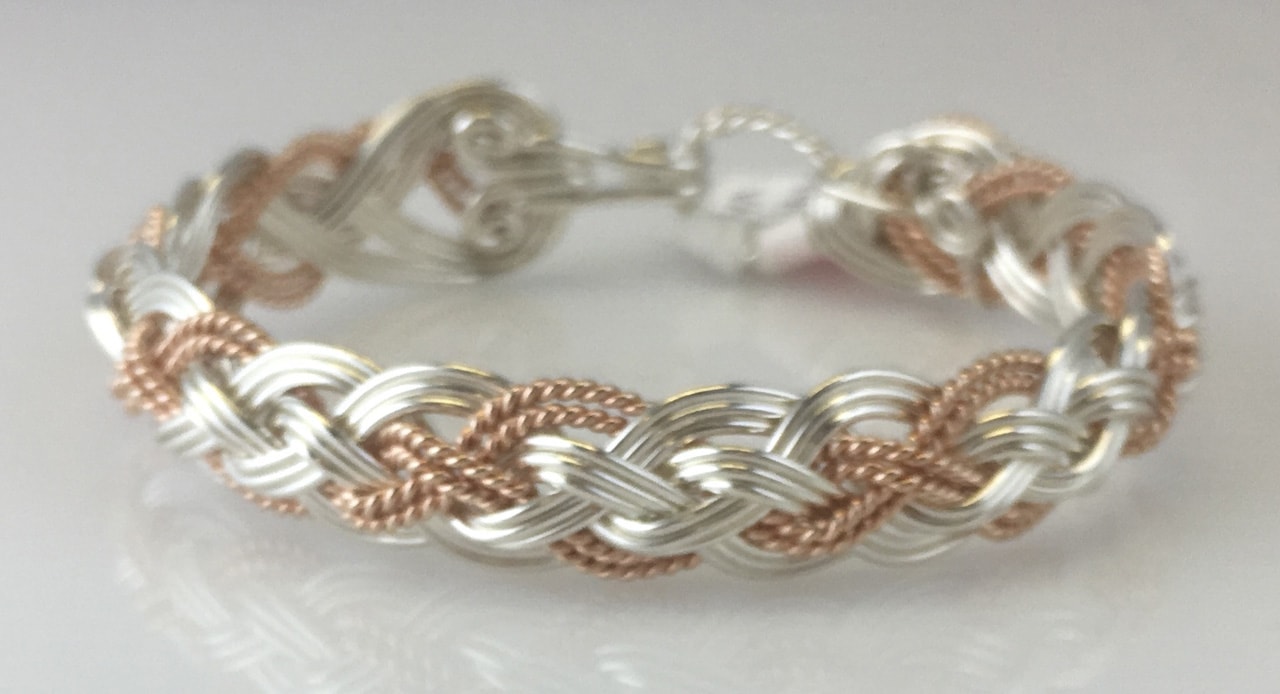 Halfround Rope Weave Bracelet in Sterling Silver and Rose Gold Fillby Varsha Titus