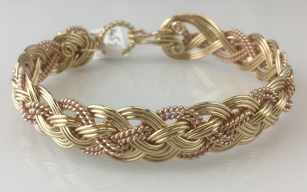 Halfround Rope Weave Bracelet in gold fill and rose gold fill by Varsha Titus