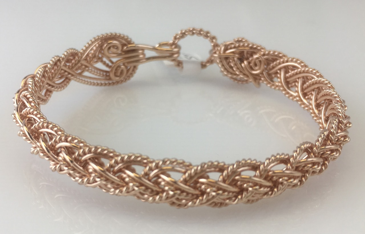 Tri Lace Weave Bracelet in rose gold fill by Varsha Titus