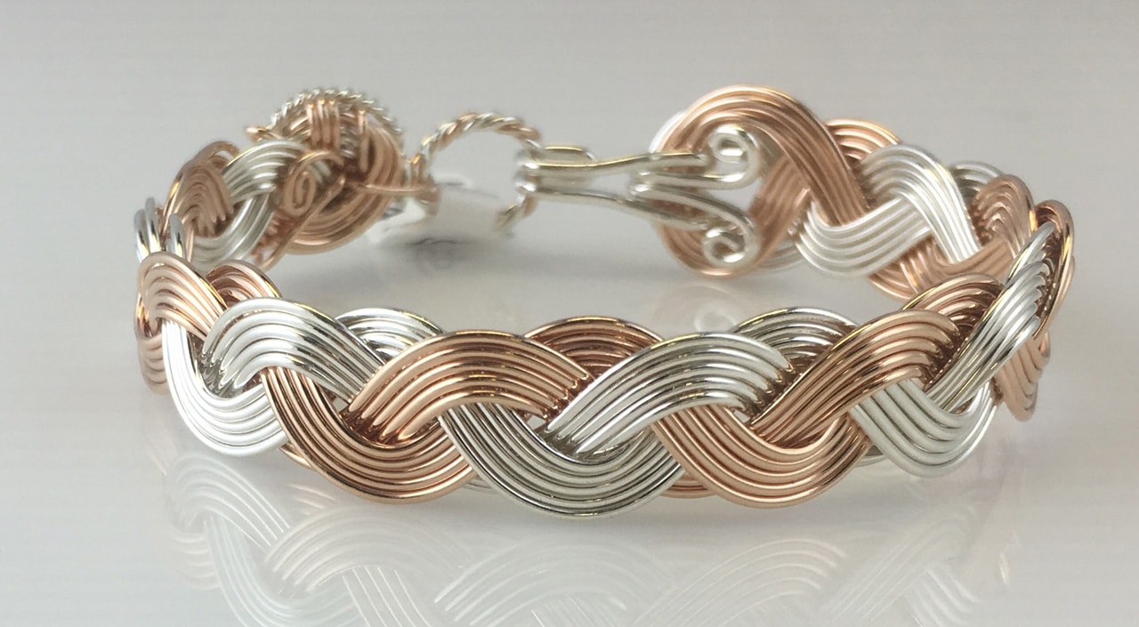 Wave Classic Weave Bracelet in sterling silver and rose gold fill by Varsha Titus