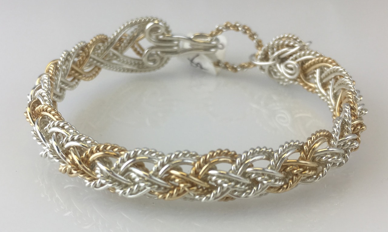 Lace Weave Bracelet in sterling silver and gold fillby Varsha Titus