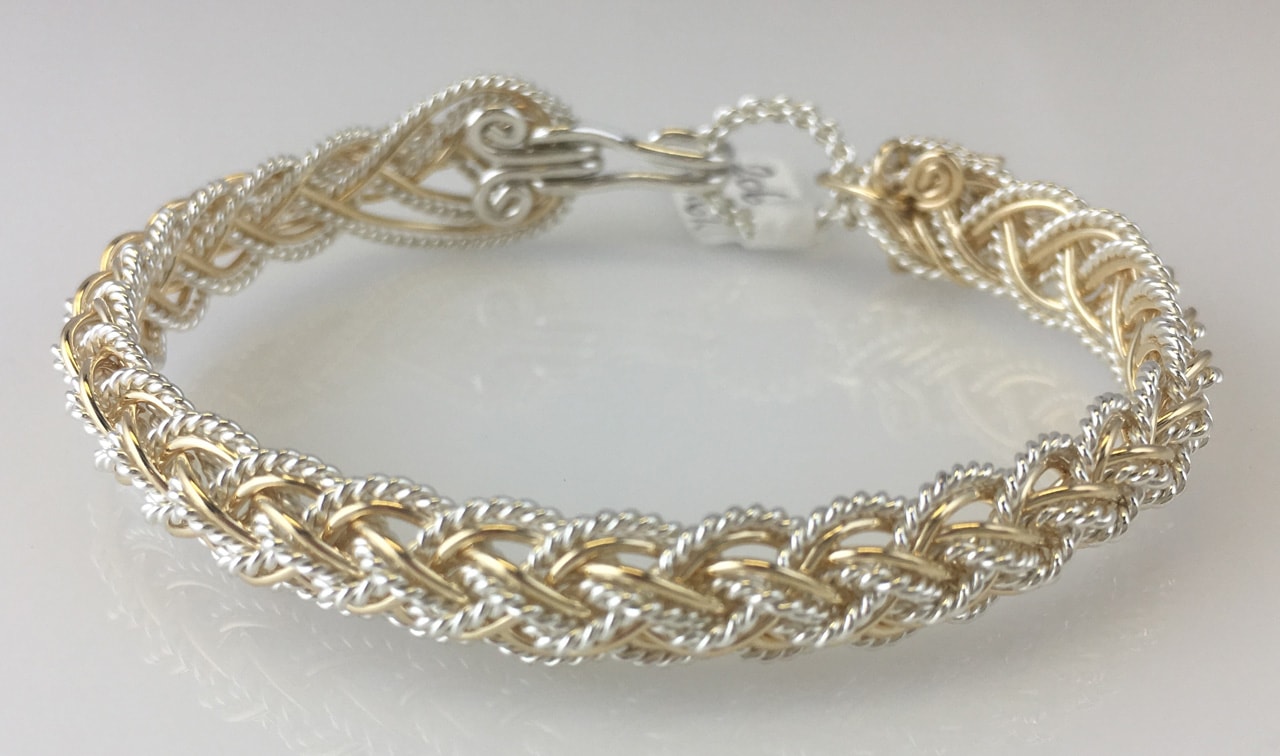 Lace Weave Bracelet in gold fill and sterling silverby Varsha Titus