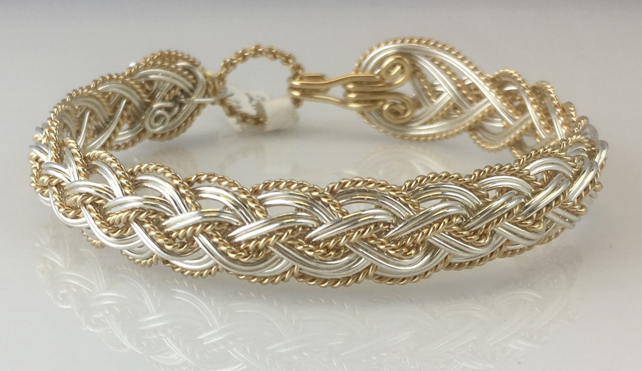 Halfround Lace Weave Bracelet in sterling silver and gold fill by Varsha Titus