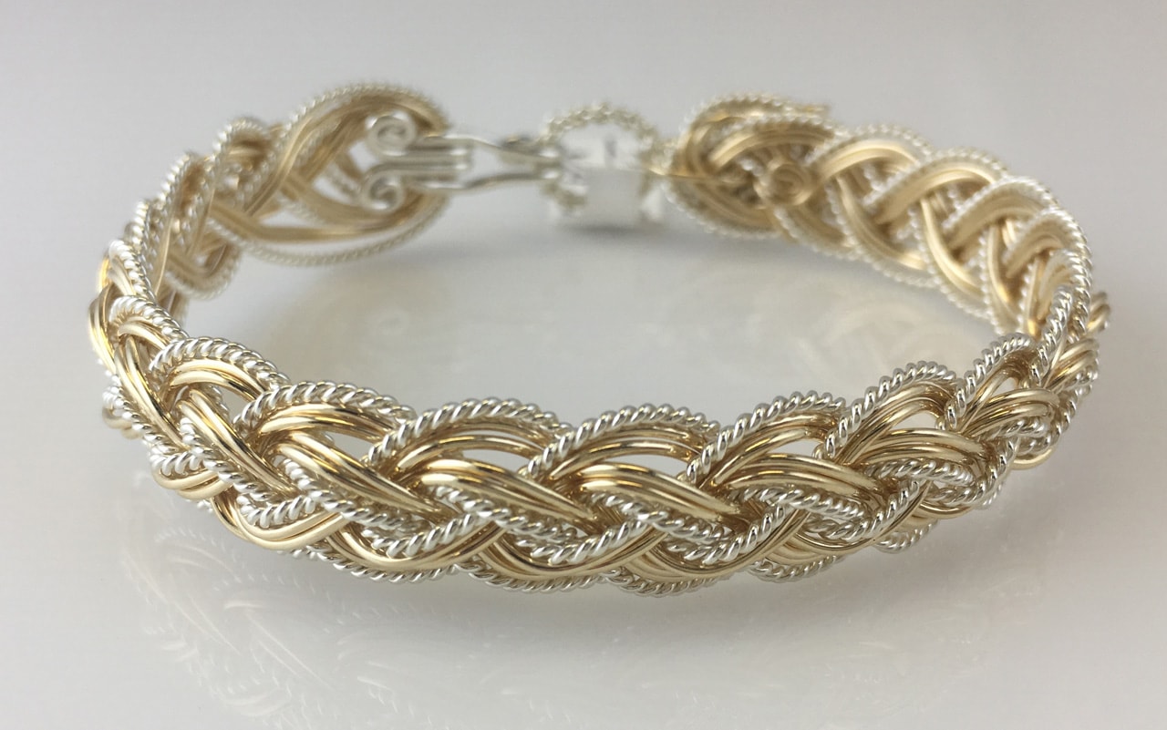 Halfround Lace Weave Bracelet in gold fill and sterling silverby Varsha Titus