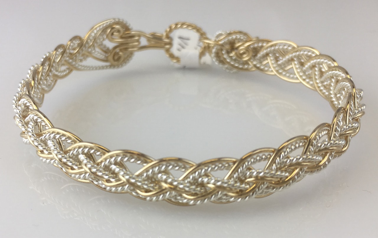 Hidden Lace Weave Bracelet in gold fill and sterling silverby Varsha Titus