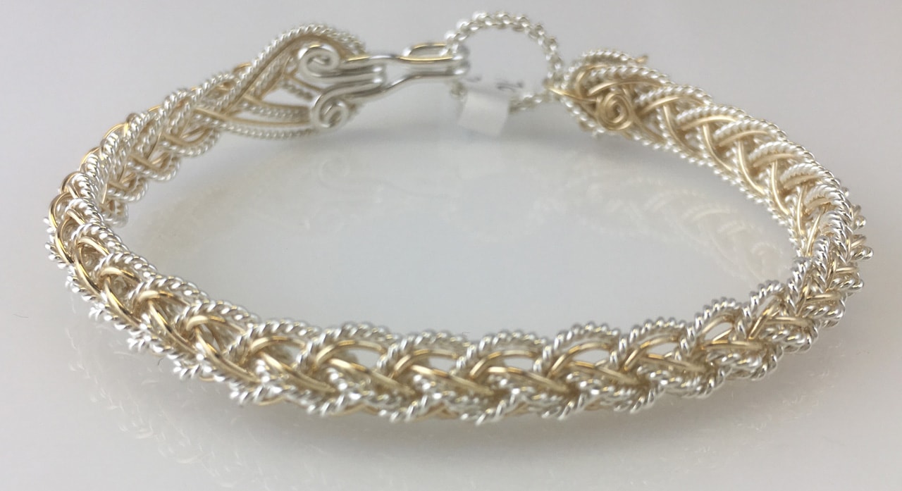 Lace Weave Bracelet in gold fill and sterling silverby Varsha Titus