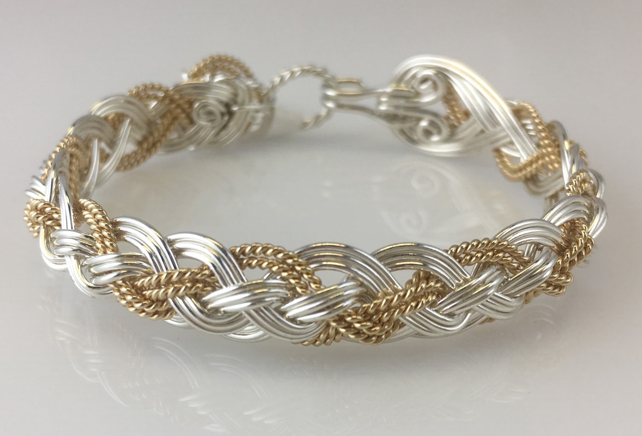 Halfround Rope Weave Bracelet in sterling silver and gold fillby Varsha Titus