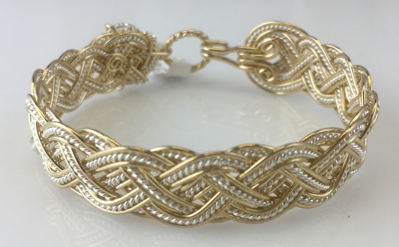 Celtic Tapestry Weave Bracelet in gold fill and sterling silverby Varsha Titus