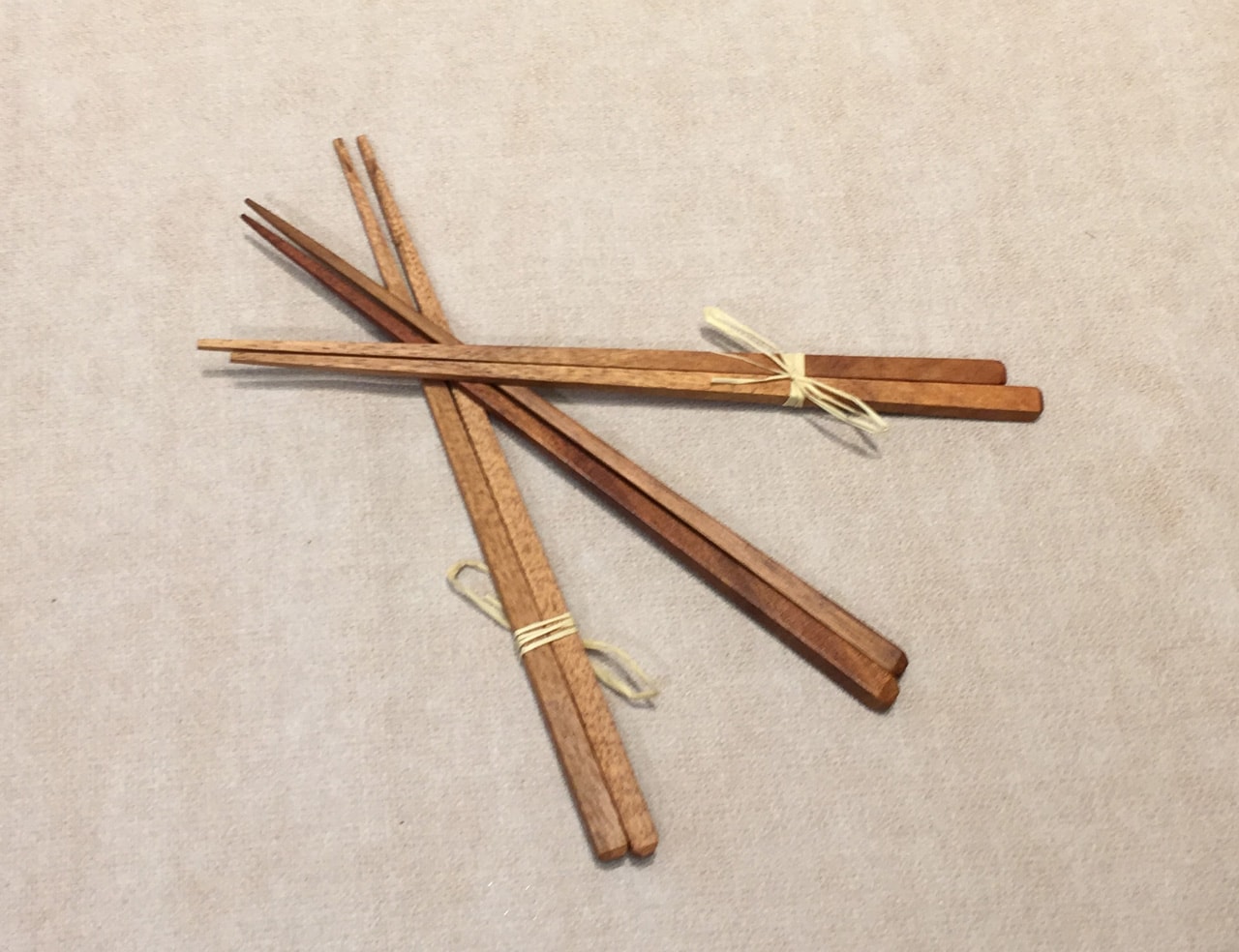 Three wood chopsticks