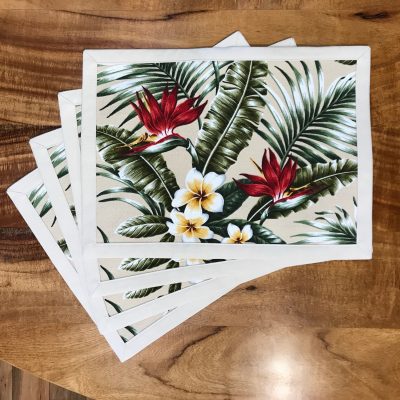 Red Bird of Paradise Set of 4 Placemats by Bonnie Warren