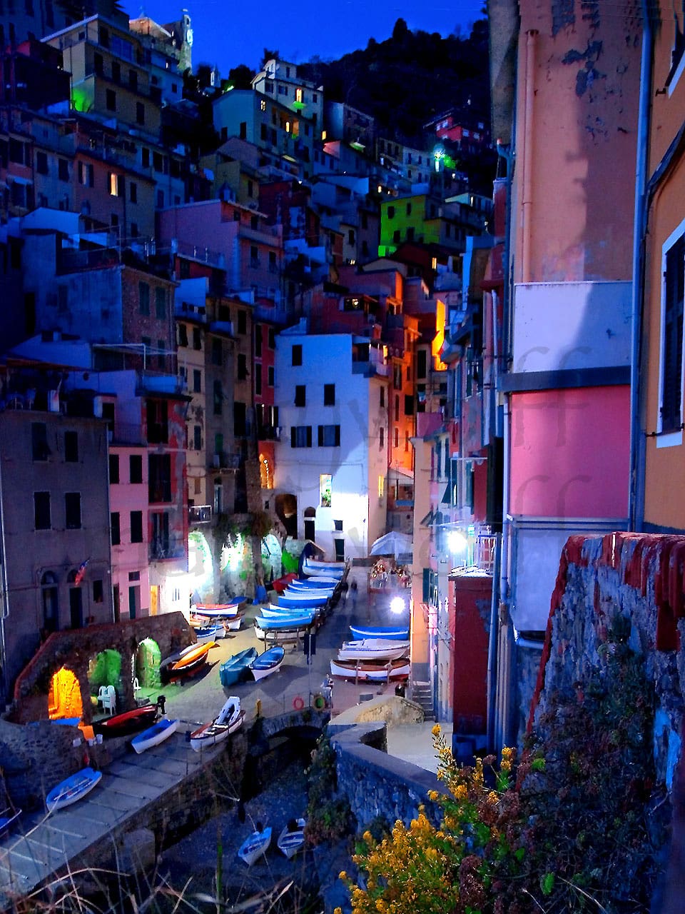 Captured in the evening by Marty Wolff, centuries-old seaside villages make up the Cinque Terre in Italy, located on the rugged Italian Riviera coastline.