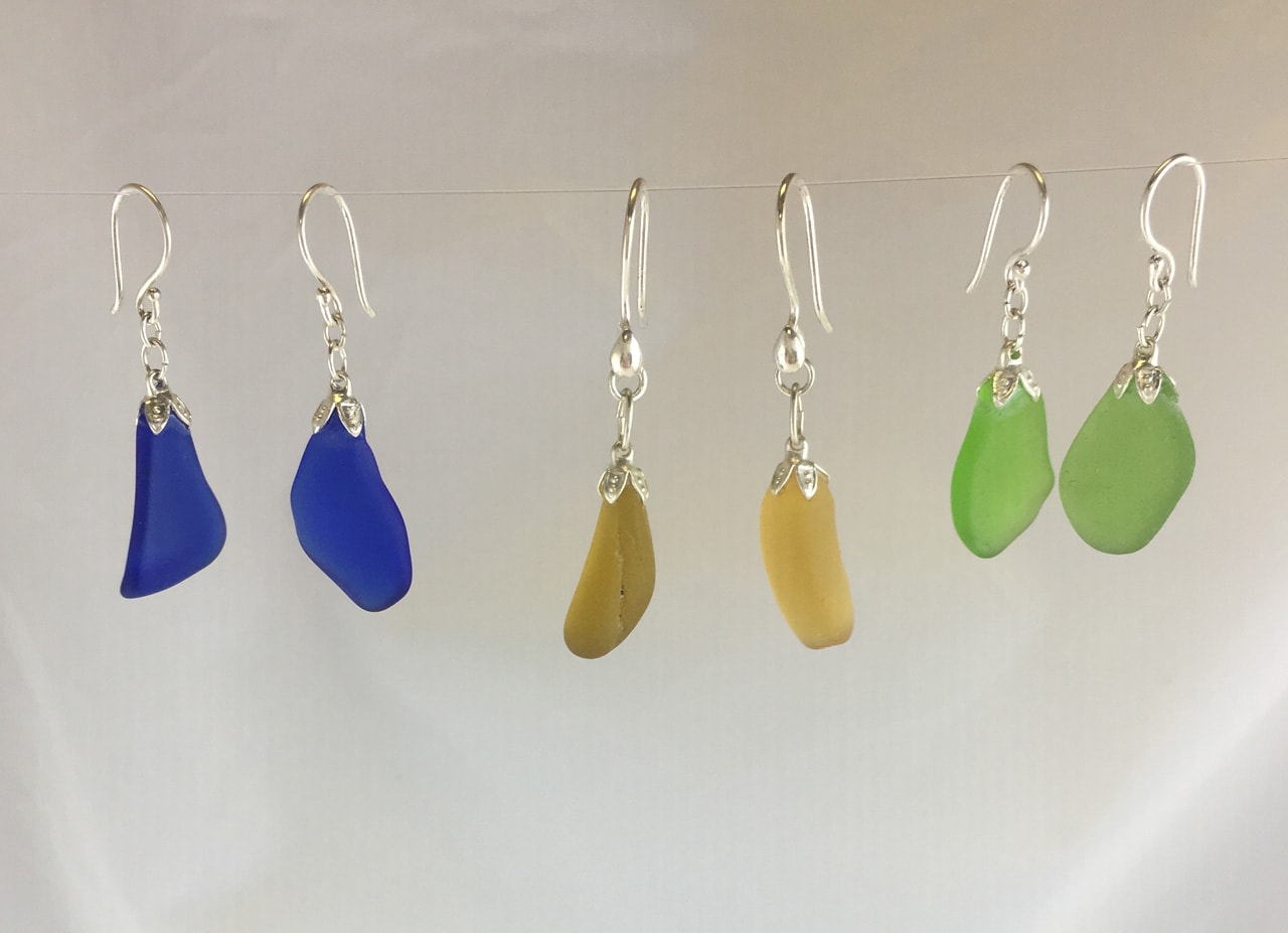 Maui Sea Glass Dangle Earrings by Guillian Malone
