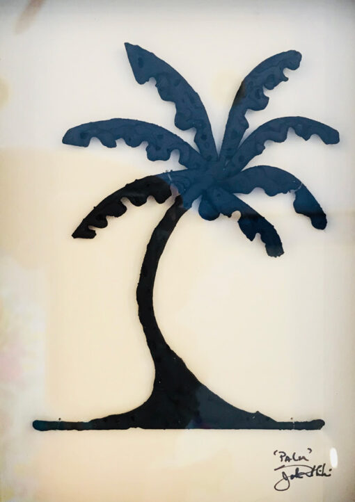 "Palm" Bronze/Pewter Framed Shadowbox Sculpture by John Ilnicki