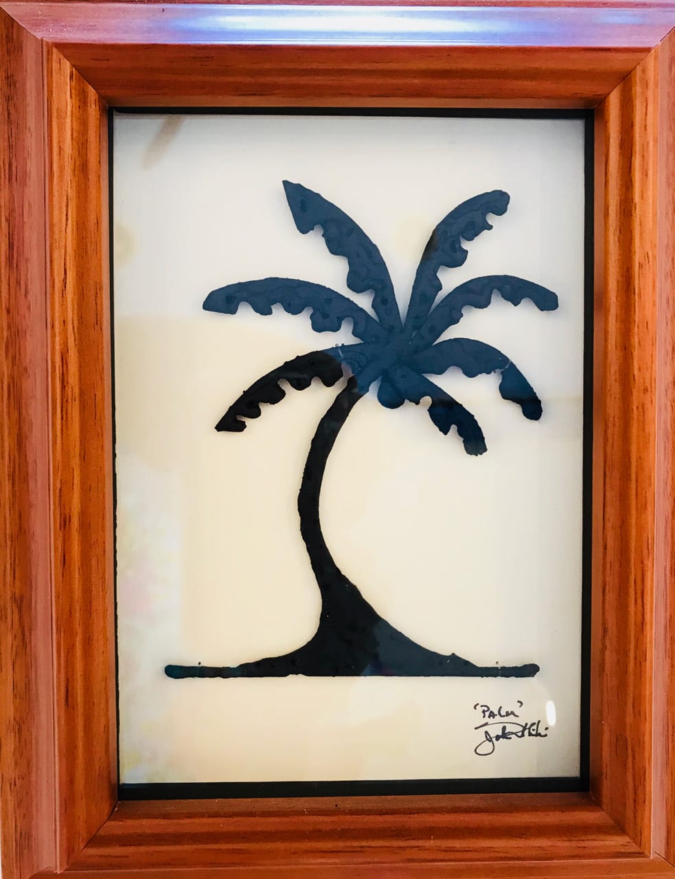 "Palm" Bronze/Pewter Framed Shadowbox Sculpture by John Ilnicki