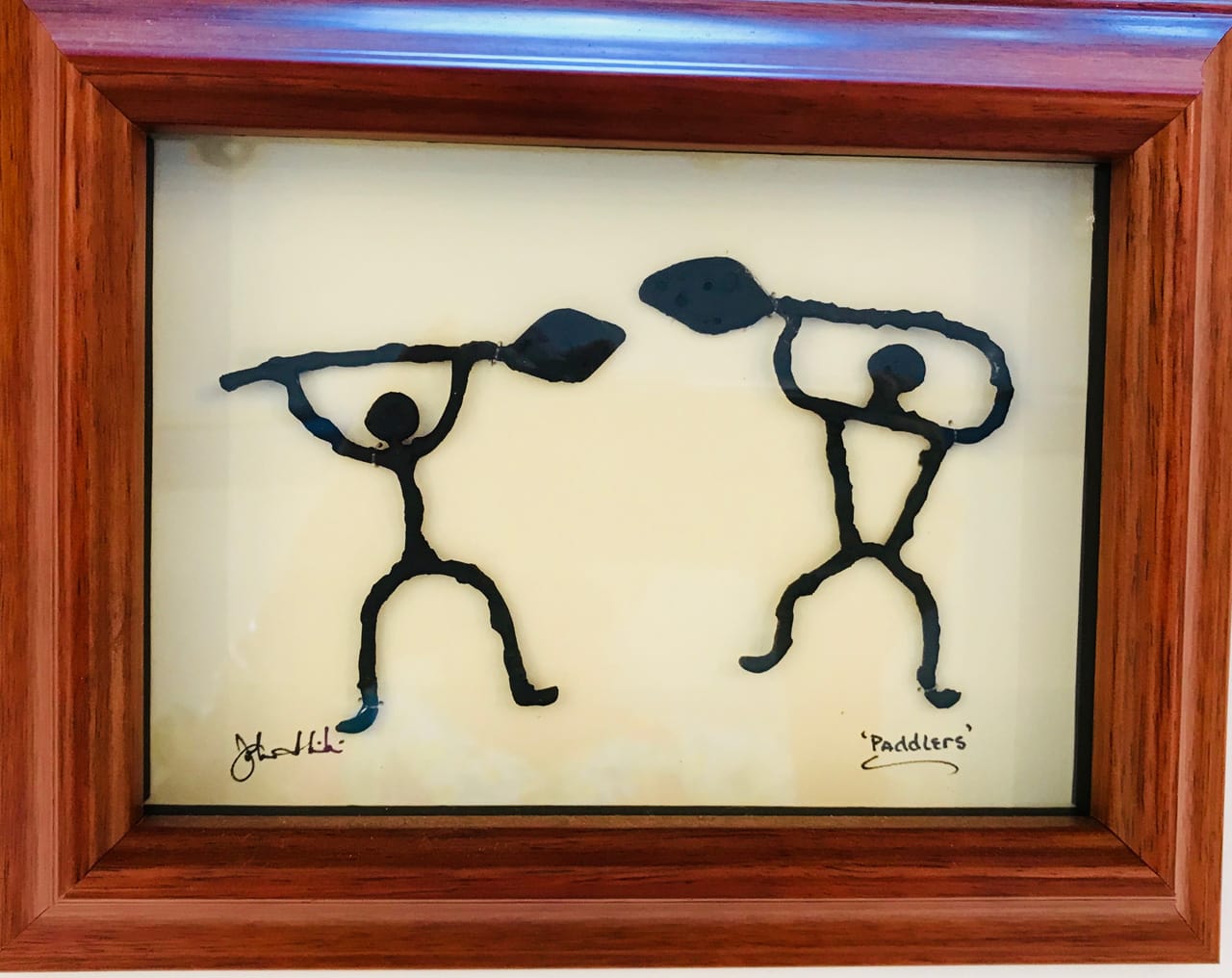 "Paddlers" Bronze/Pewter Framed Shadowbox Sculpture by John Ilnicki