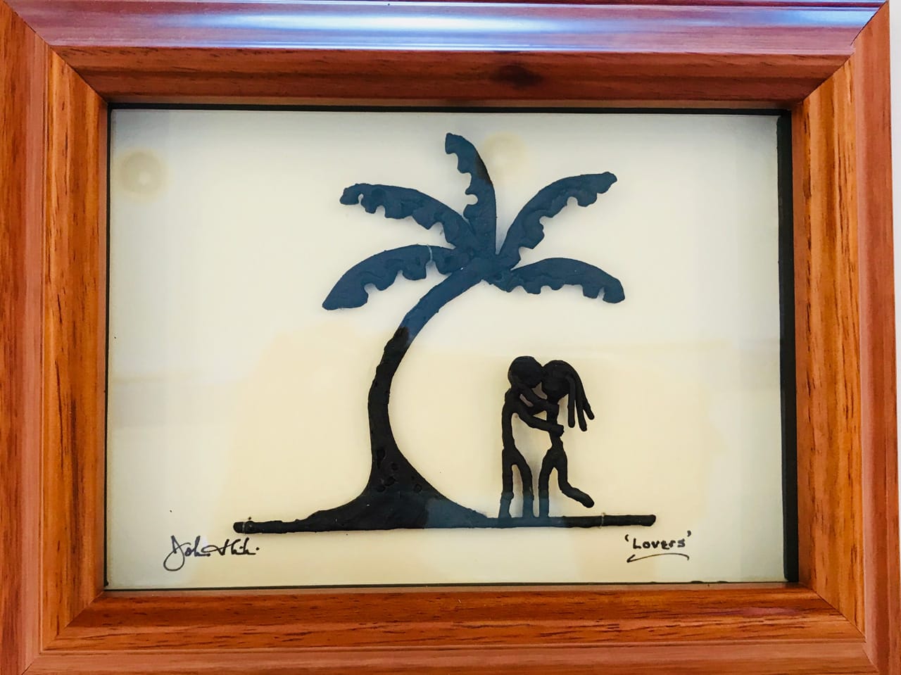 "Lovers" Bronze/Pewter Framed Shadowbox Sculpture by John Ilnicki