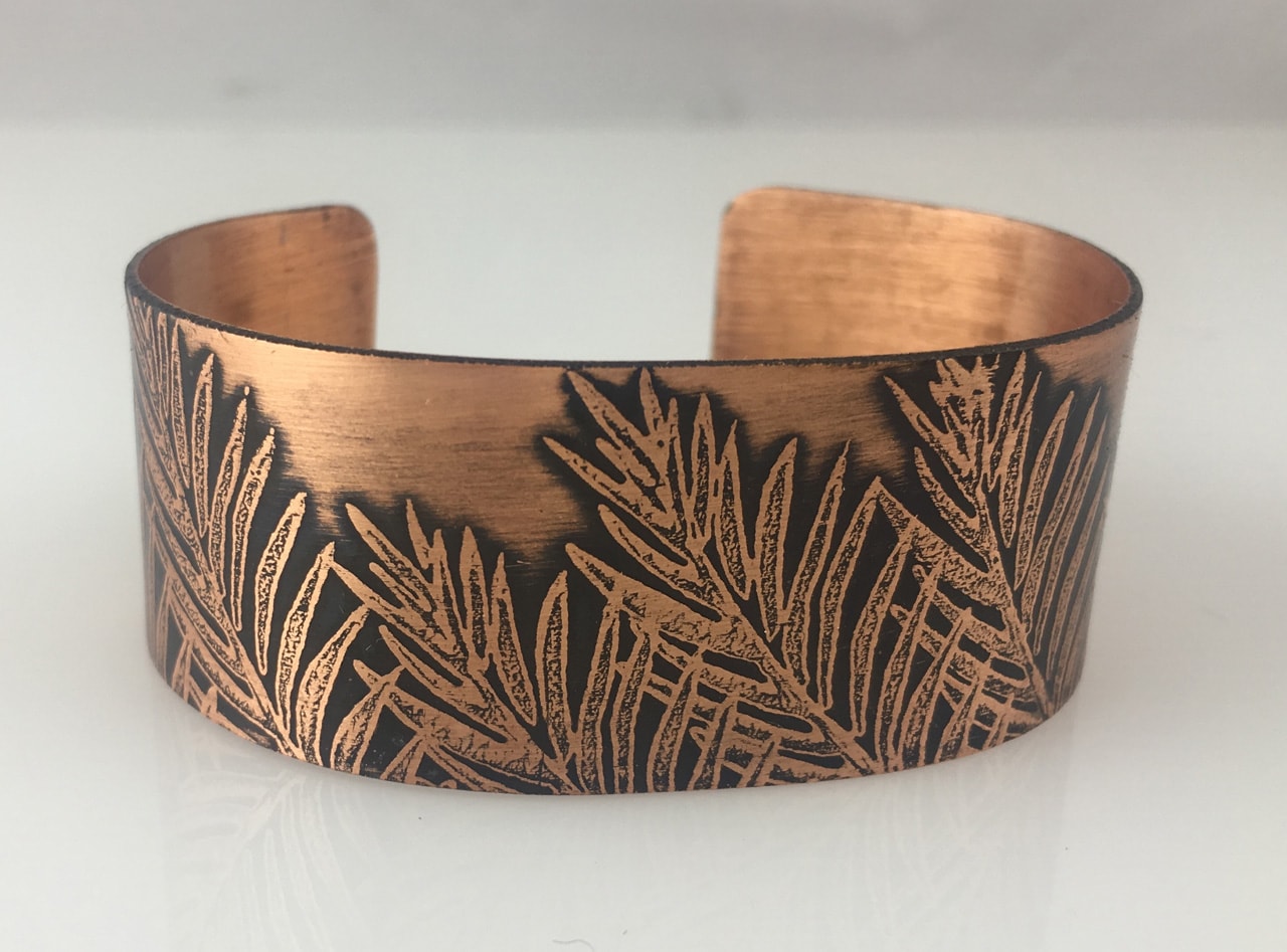 Copper Bracelet with Etched Ferns by JoAnna Hernandez