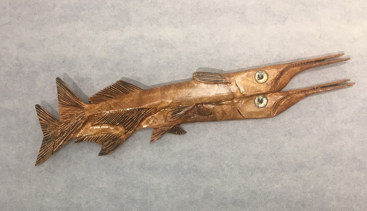 Double Fish by Ken Darr wood sculptural wall hanging