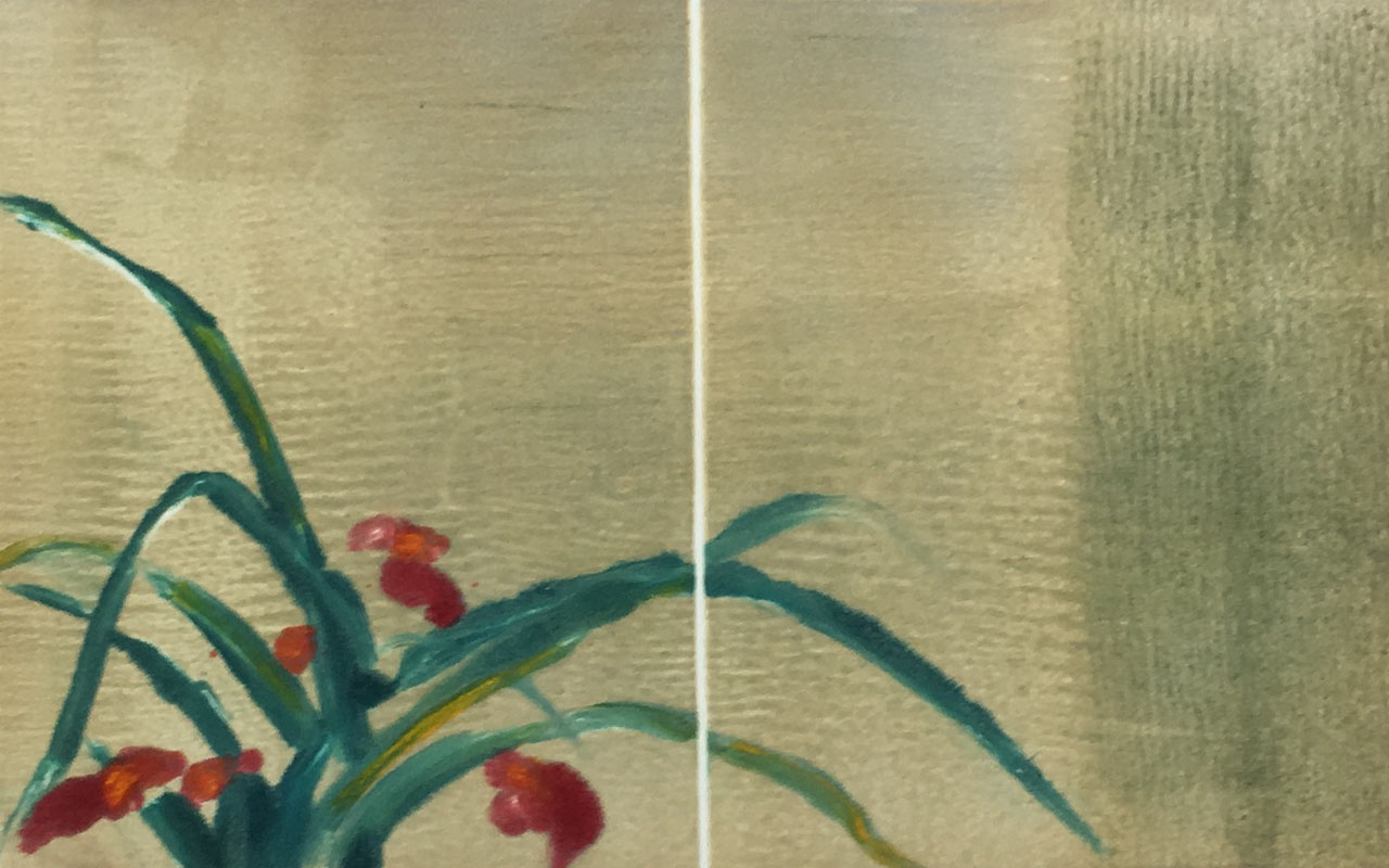 Horizontal Rectangle Monotype Flowers