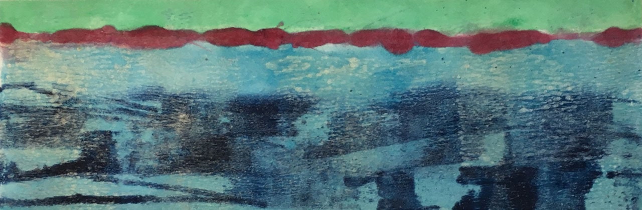 Horizontal Rectangle Monotype Blue and Green