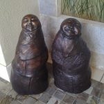 Sahva and Bodhi Bronze Monk Sculptures by Marylyn Holland
