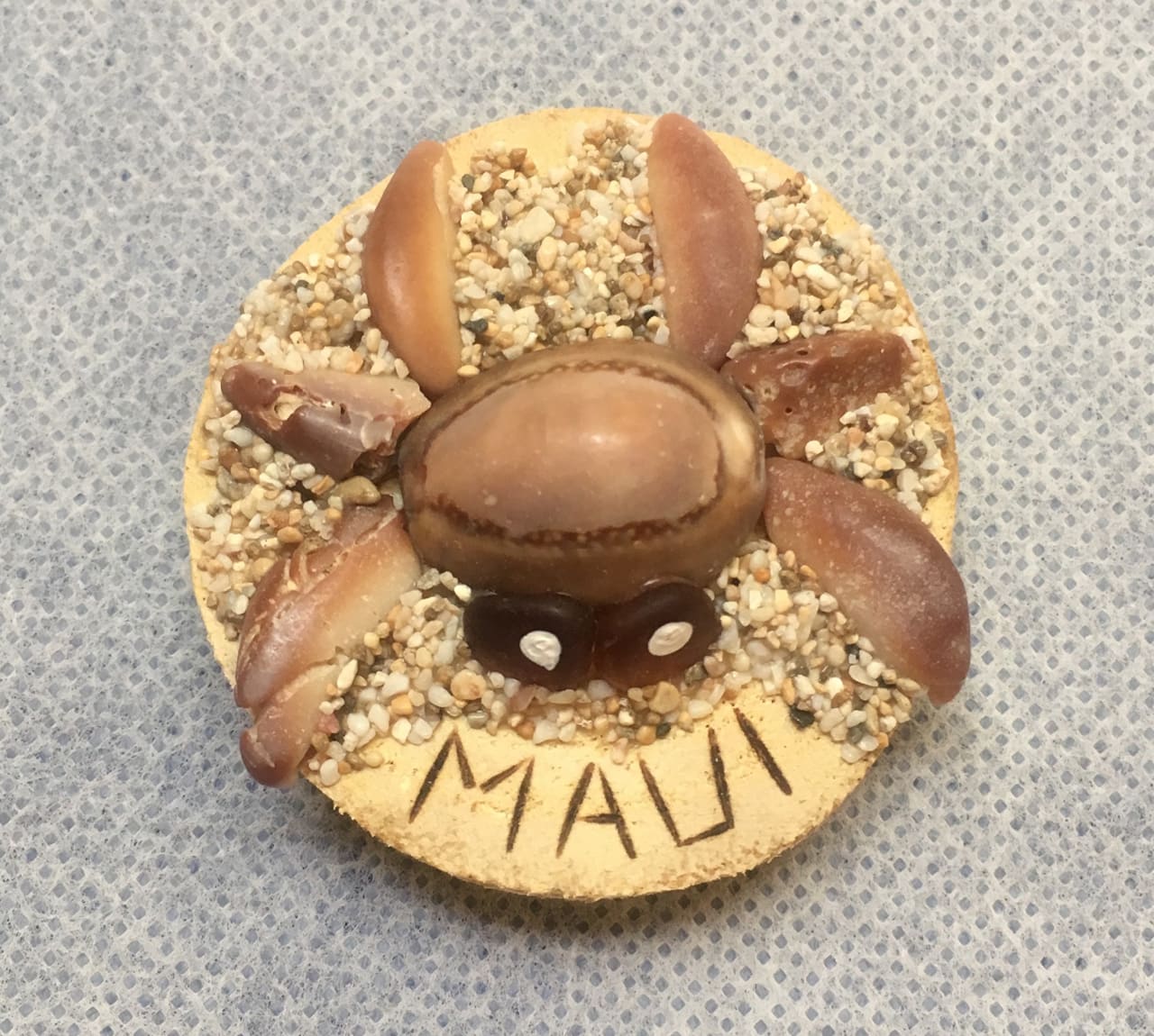 Beach Treasure Crab Magnet by Richard Jordan with maui written on it