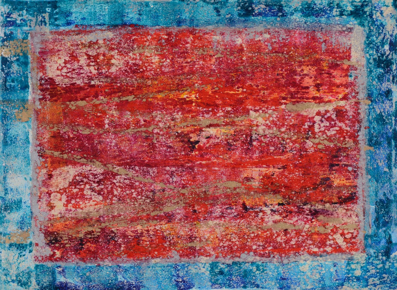 Rectangle Monotype Red with Blue Border