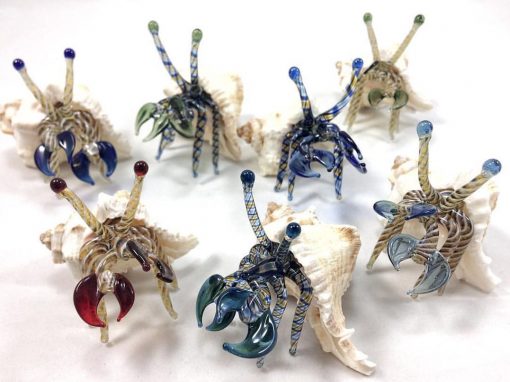 Assorted Handblown Glass Hermit Crabs by Chris Upp - Examples