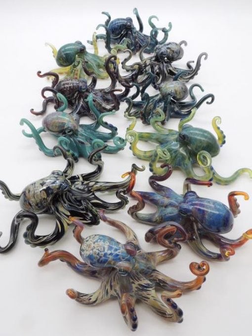 Assorted Handblown Glass Octopus by Chris Upp - Examples