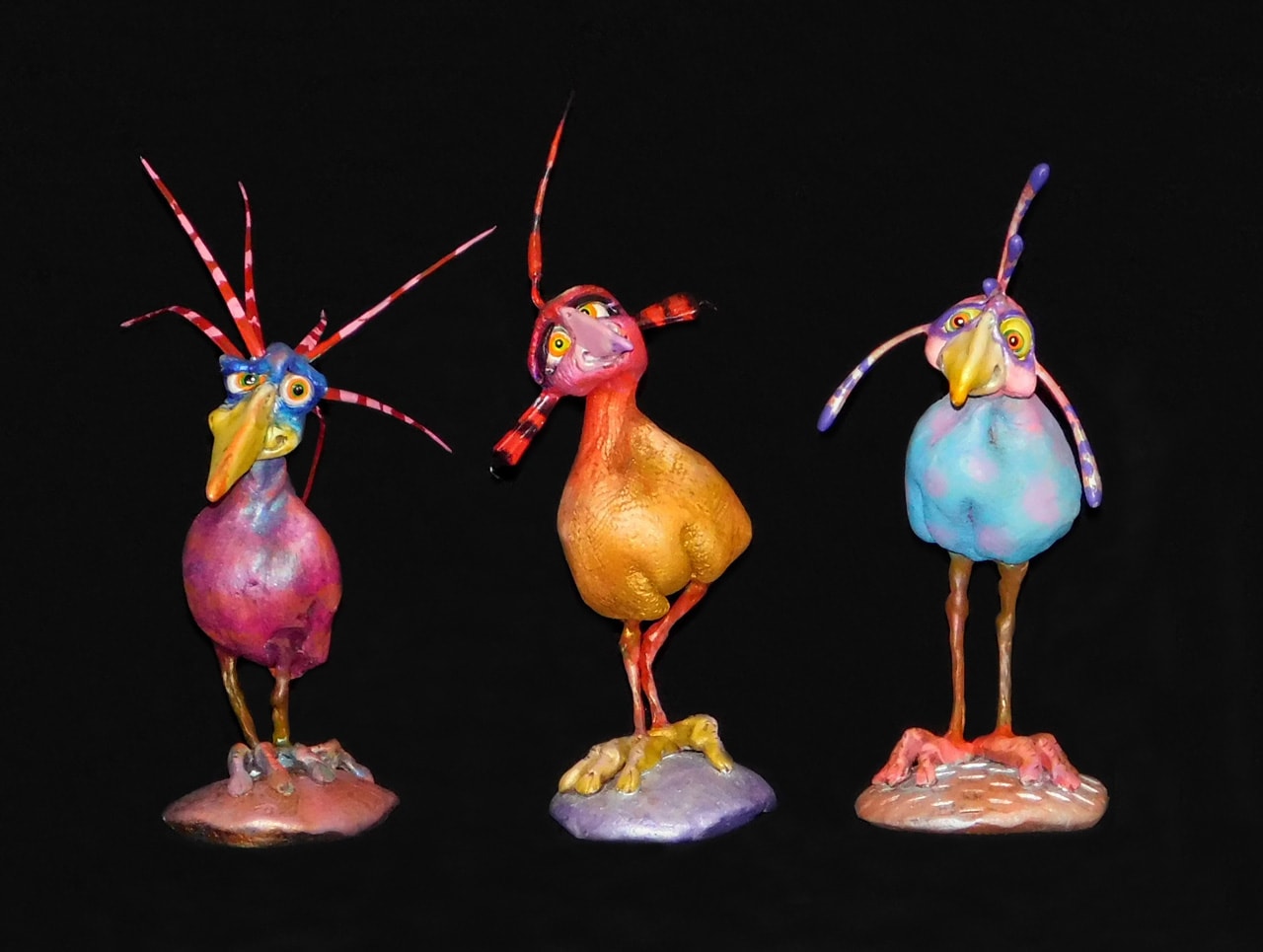 Chirppies by Steven Lee Smeltzer cartoonish whimsical clay sculptures of birds