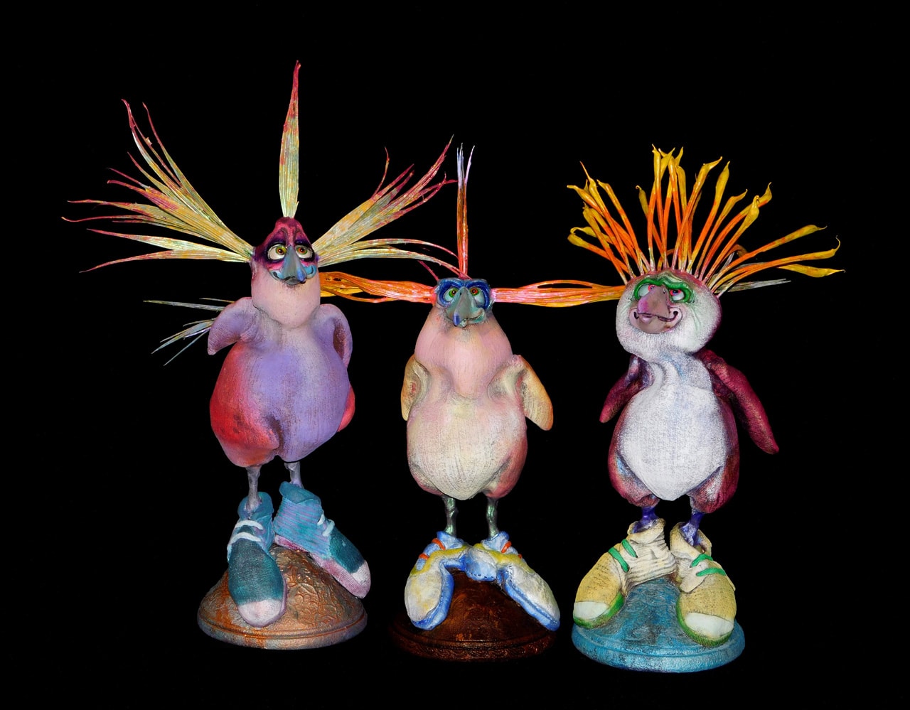 Penguoids by Steven Lee Smeltzer cartoonish whimsical penguin clay sculptures