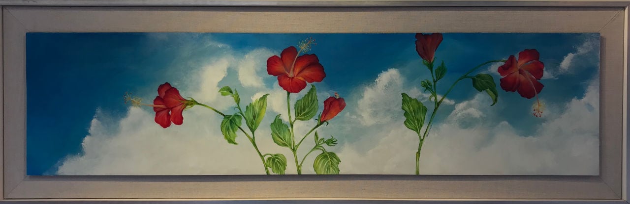 My View Red Hibiscus Oil Painting