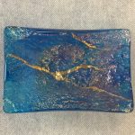 Hawai'i Lava Trinket Tray by Marian Fieldson. Lava flow-molded functional glass art with 22K gold accents handmade on Hawai'i.