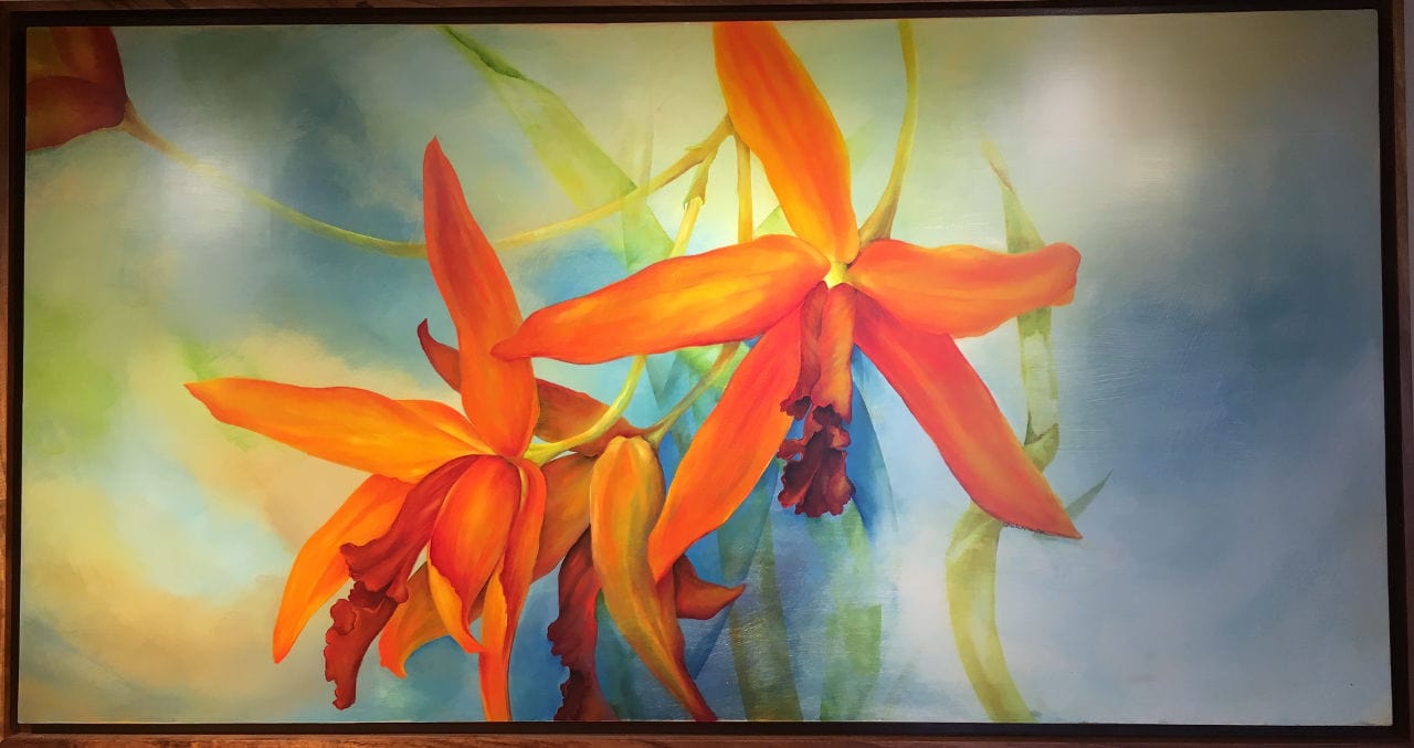 Orange Orchid Oil Painting