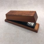 Wood stapler in koa for the desk, handcrafted in Hawaii.