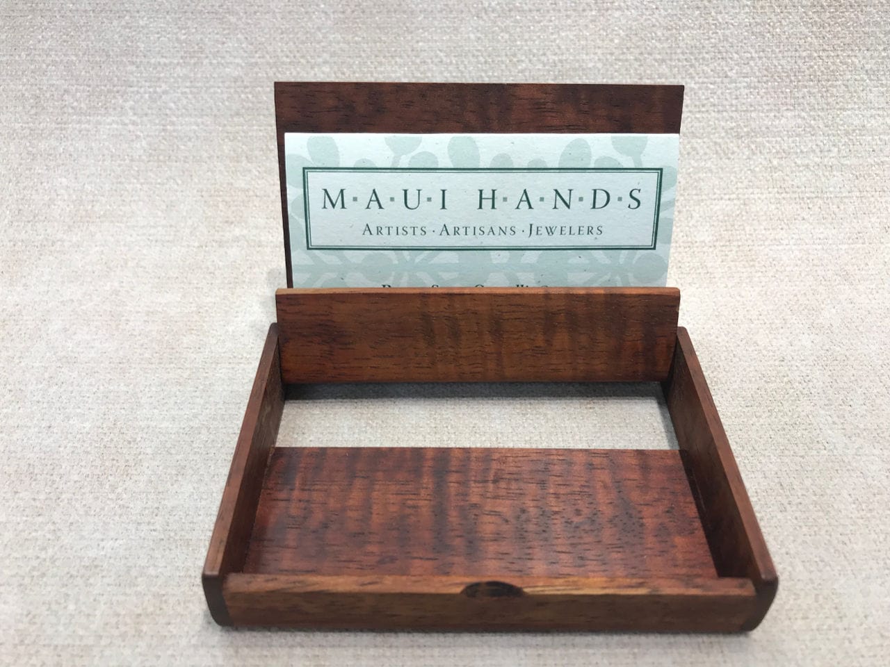 Wood Business Card Case In Koa For Pocket Purse Or Desk - Maui Hands