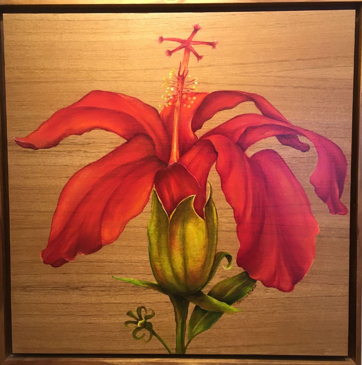 Red Hibiscus Oil Painting