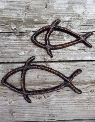 Fish Decor Made in Hawaii - Petroglyph Fish by Scott Green - Outdoor Art - Metal Art - Grouping of 2 sizes