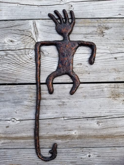 Fisherman Decor Made in Hawaii - Petroglyph Fisherman by Scott Green - Outdoor Art - Metal Art