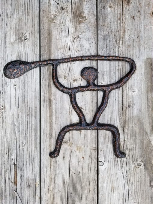 Canoe Paddler Decor Made in Hawaii - Petroglyph Paddler by Scott Green - Outdoor Art - Metal Art