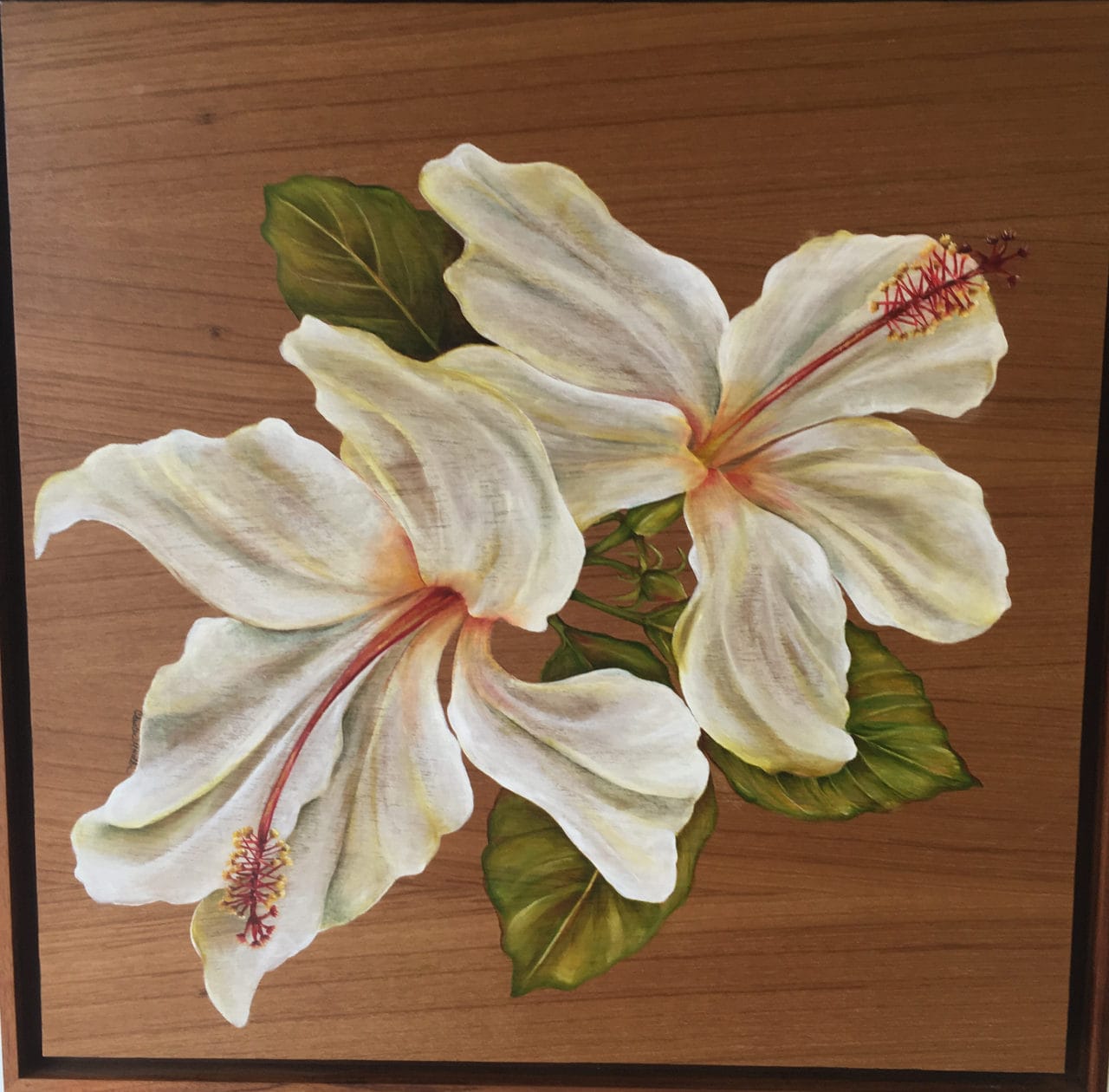 White Hibiscus Oil Painting