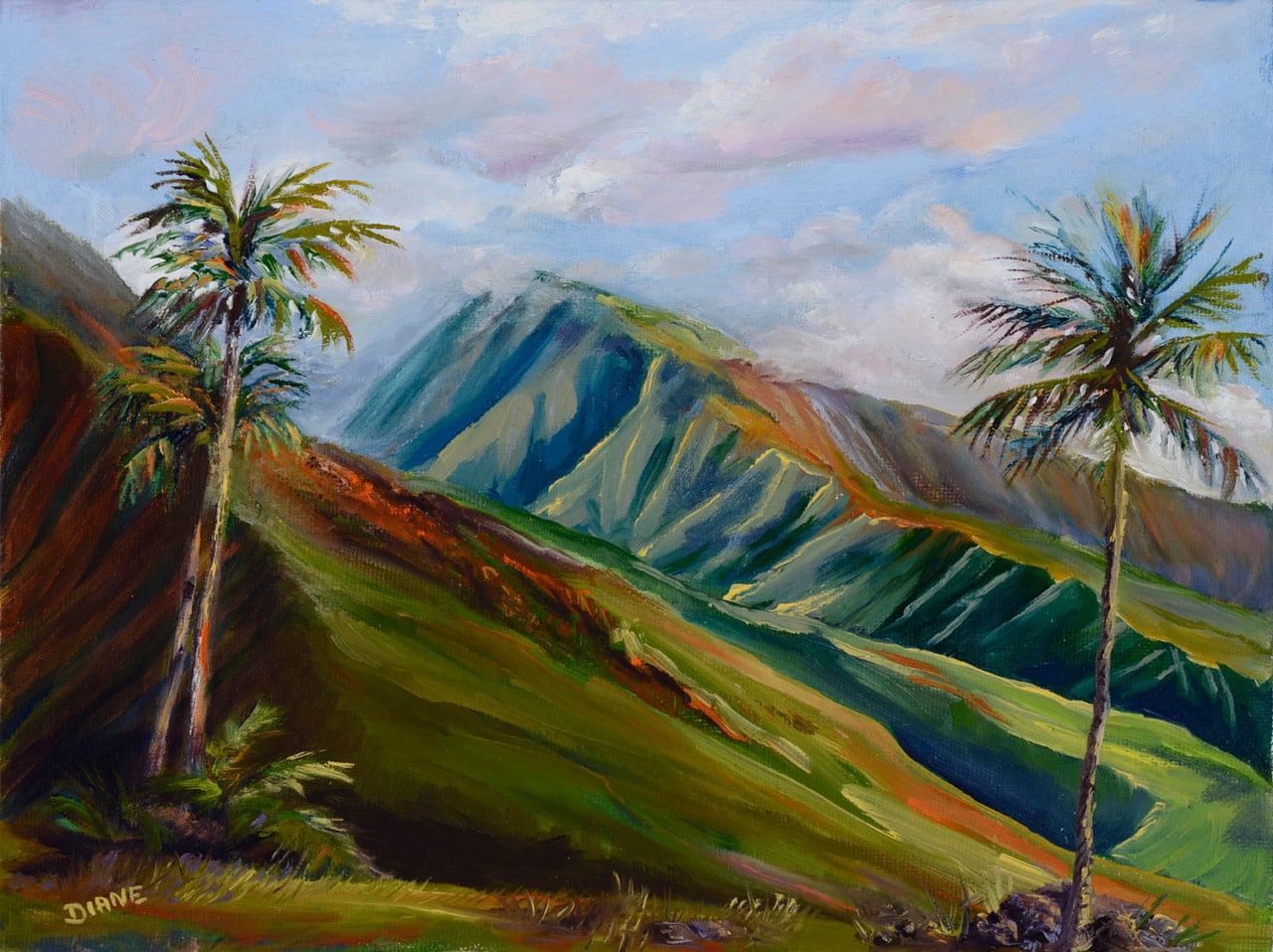 Evening Coming Lahaina 9 x 12 Print on watercolor paper Diane Snoey Appler