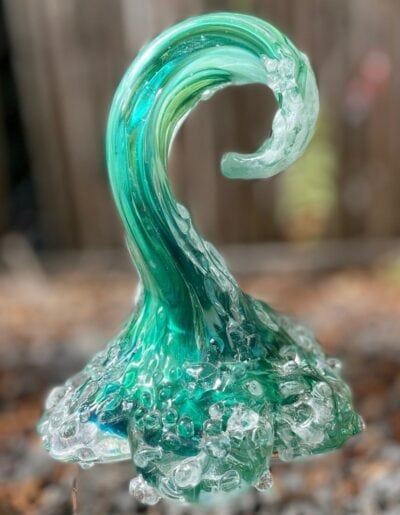 EXAMPLE: Blown Glass Wave Sculpture - Greens by Ryan Staub