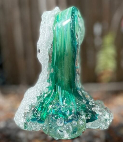 EXAMPLE: Blown Glass Wave Sculpture - Greens by Ryan Staub